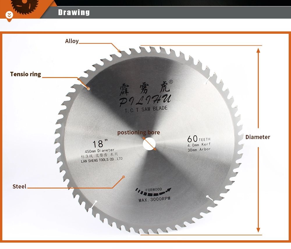 Pilihu 18inch 60t Tungsten Carbide Tct Circular Saw Blade for Cutting Wood